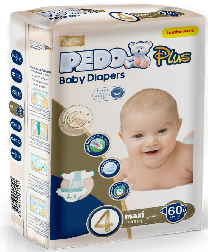 Дитячі підгузки ТМ Pedo Maxi(7-18кг),60шт